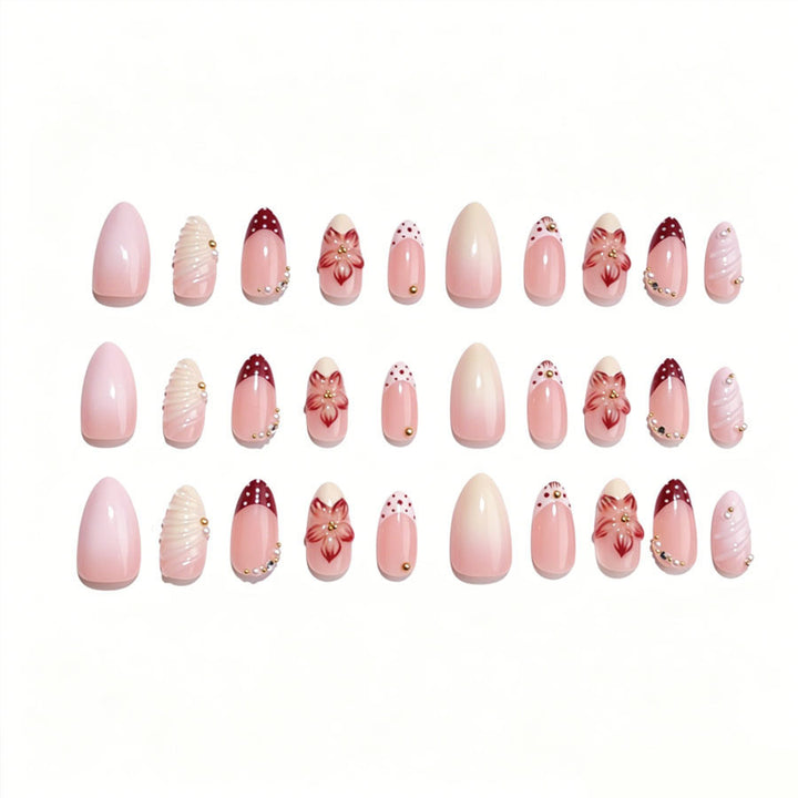 Floral Embellished Gel Press-On Nails Kalsten