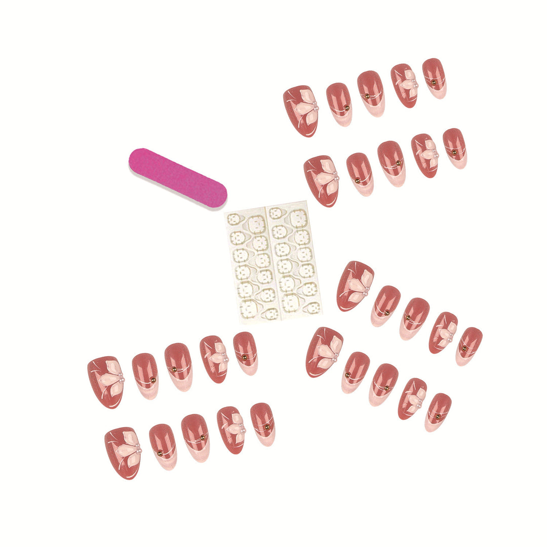 Floral Decorative Press-On Nail Set