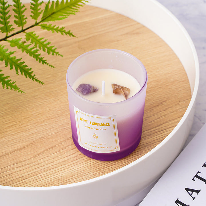 Aromatic Gemstone-Top Frosted Glass Jar Candle