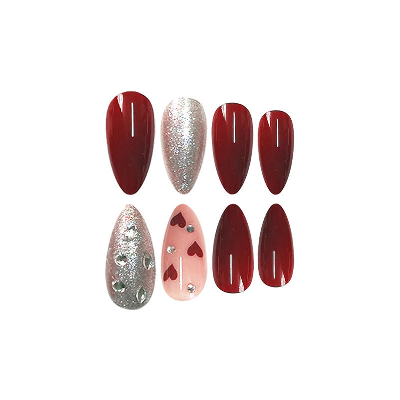 Romantic Heart and Glitter Nail Art Kalsten