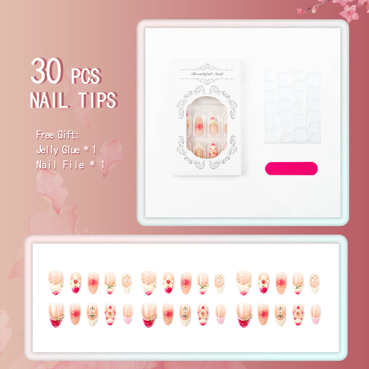Elegant Floral-Designed Press-On Nails