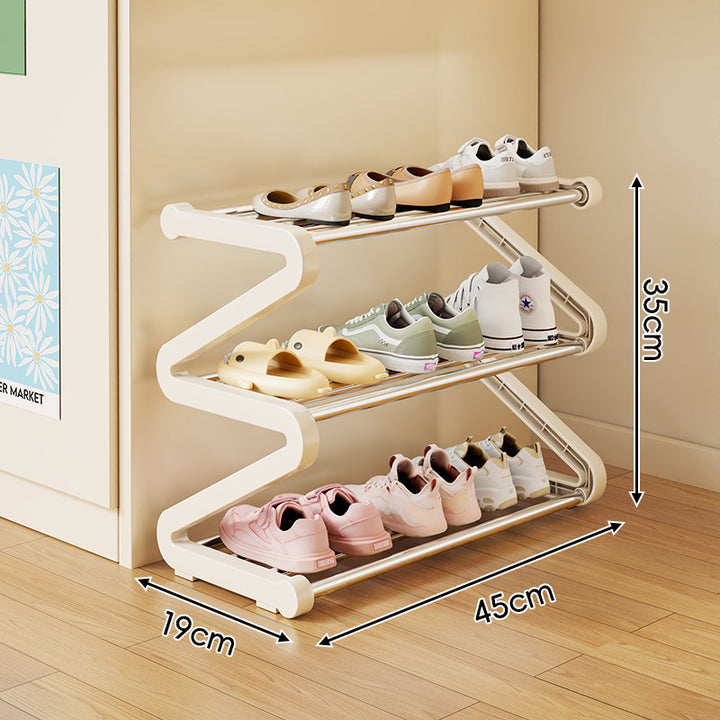 Compact Z-Shaped Multi-Tier Space-Saving Shoe Rack Organizer
