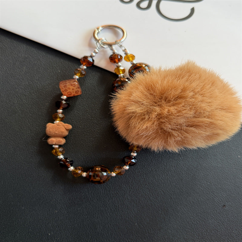 Playful Faux Fur Pom Pom Keychain Kalsten