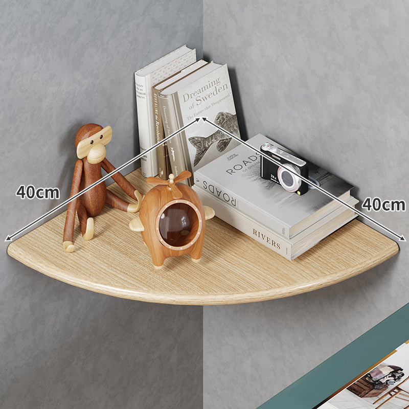 Quarter-Round Corner Floating Wall Shelf with Concealed Brackets