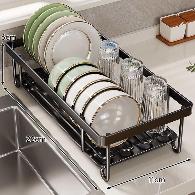 Compact Over-Sink Plate and Tumbler Drying Rack