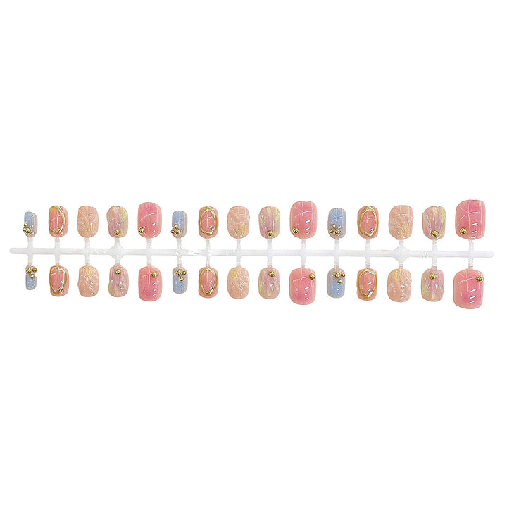 Decorative Press-On Nail Set with Gold Accents Kalsten