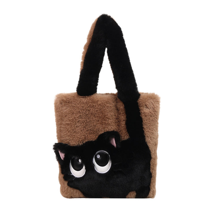 Plush shoulder bag with cat motif Kalsten