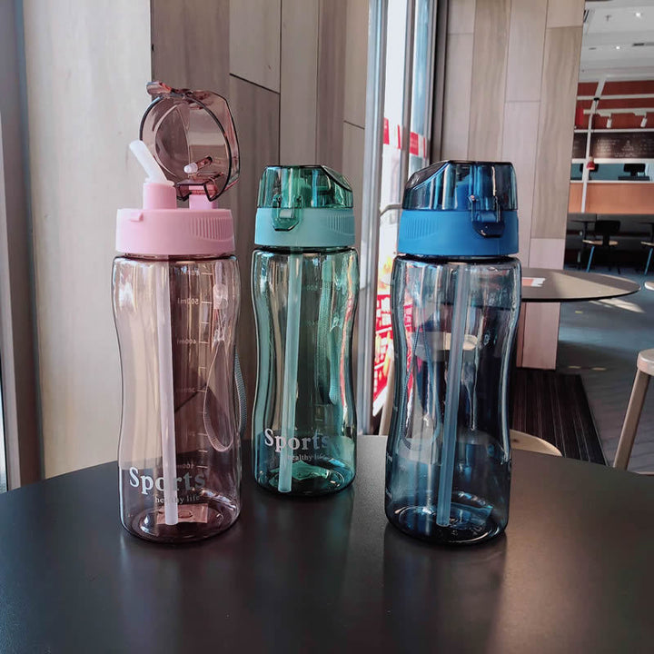 Women Ergonomic Sports Water Bottle with Integrated Straw Function Kalsten