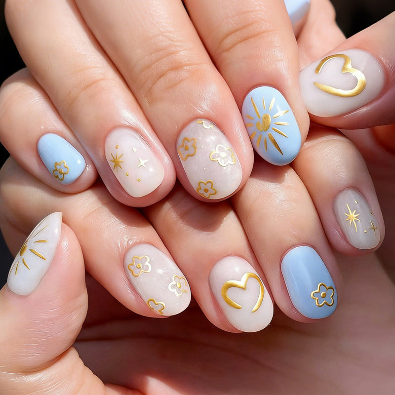 Artificial nail set with floral and geometric designs Kalsten