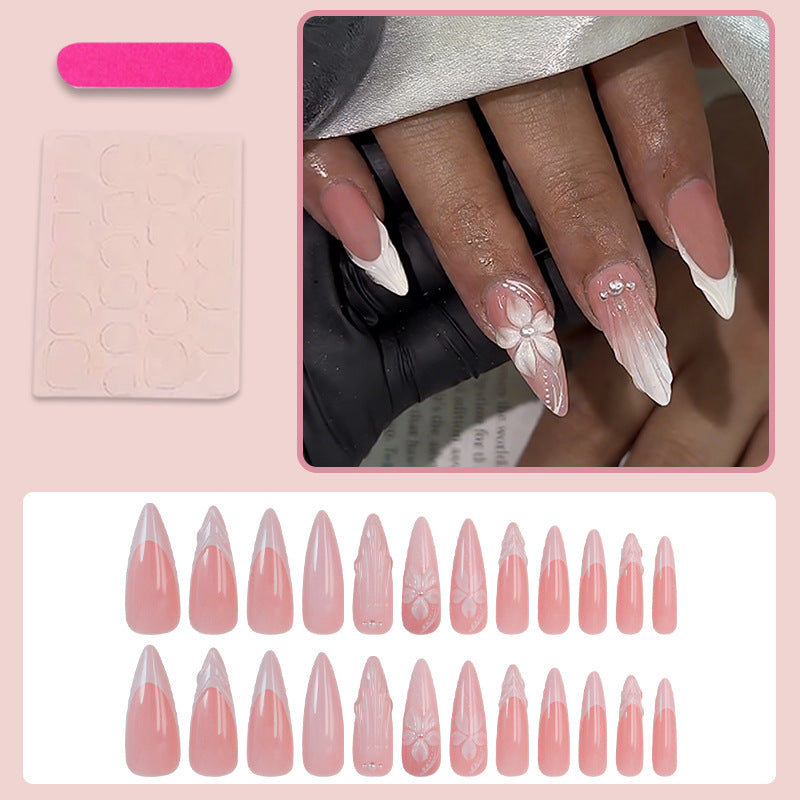 Artificial nail set with elegant 3D flower decorations Kalsten