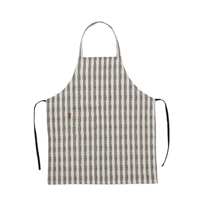 Linen-cotton blend kitchen apron with striped pattern and front pocket Kalsten