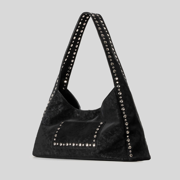 Studded Suede Hobo Bag