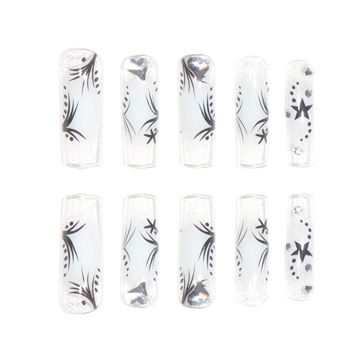 Star-Accented Stylish Long Press-On Nails Kalsten
