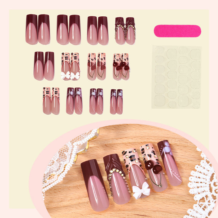 Artificial nail set with elegant flower and glitter effects Kalsten