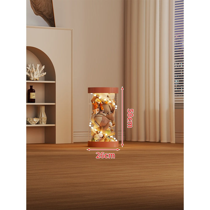 LED-lit Transparent Plush Toy Showcase Cylinder