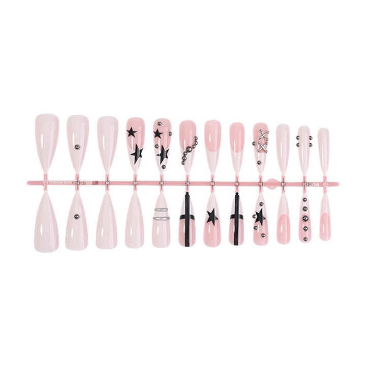 Decorative Press-On Nail Art Set with Star and Gem Accents kalsten