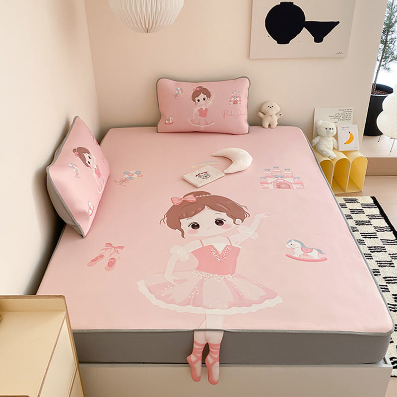 Kids bedding set with monster print, fitted sheet and decorative cushion made of soft microfiber
