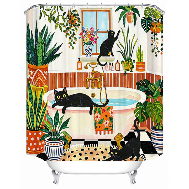 Cat-Themed Bathroom Shower Curtain Kalsten