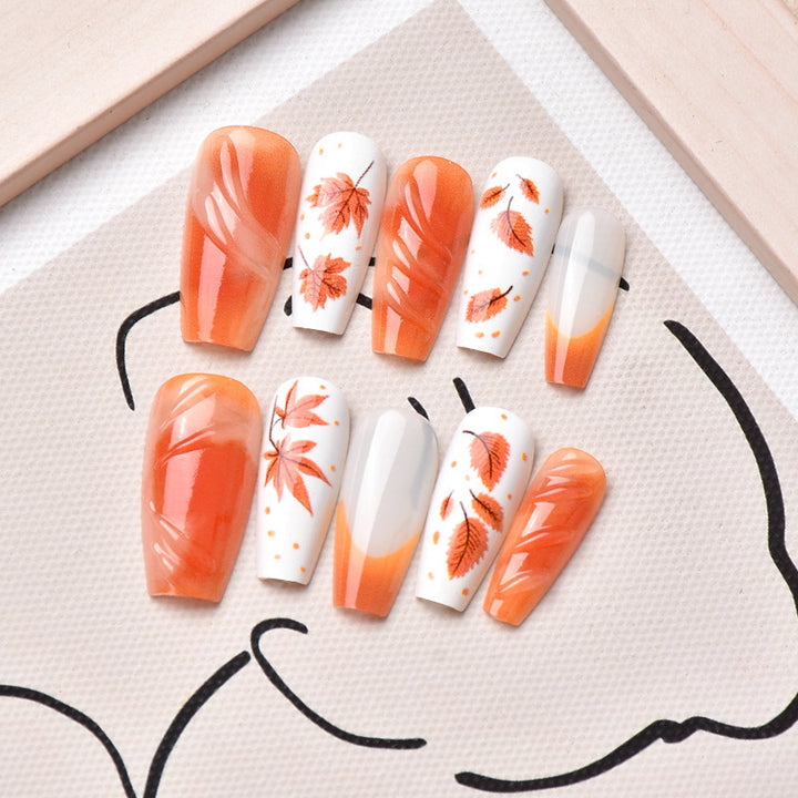 Autumn-Themed Press-On Nail Art Set Kalsten