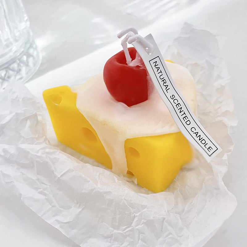 Novelty Cheesecake-Style Melting Wax Scented Decorative Candle with Cherry Top