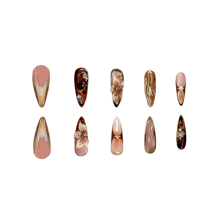 Artistic Floral Accent Press-On Nail Set Kalsten