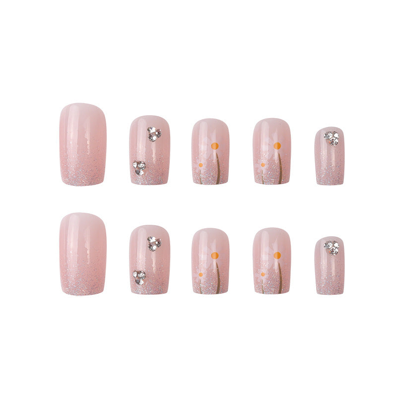Glittery Floral Press-On Nail Set Kalsten
