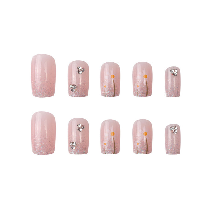 Glittery Floral Press-On Nail Set Kalsten