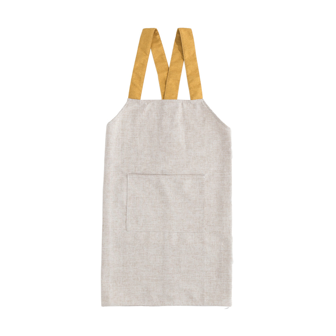 Apron with cross straps and large front pocket made of linen blend