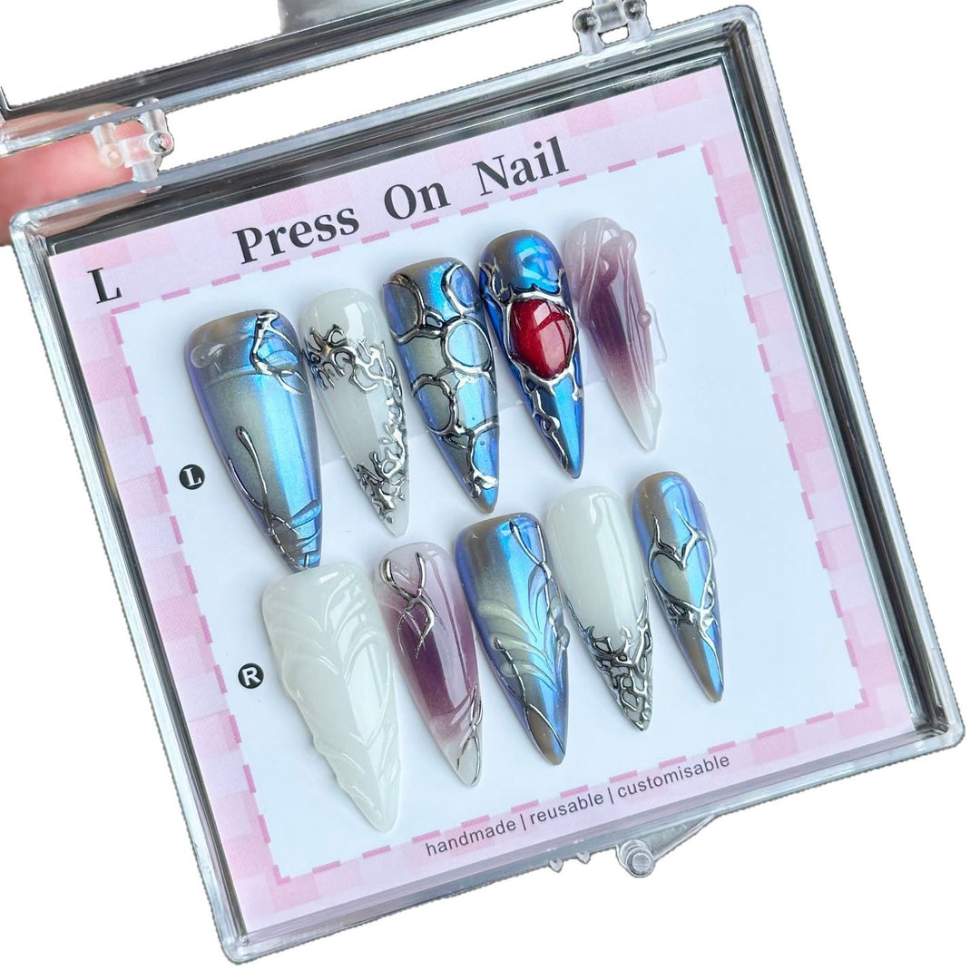 Artistic Metallic Press-On Nail Set