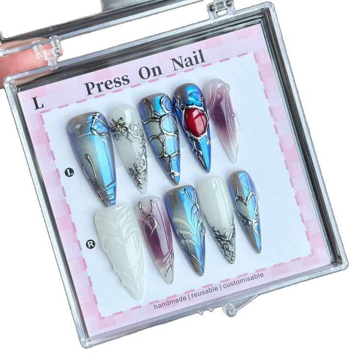Artistic Metallic Press-On Nail Set