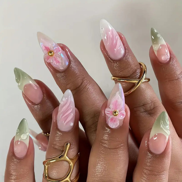 Floral Art Acrylic Nail Extensions Kalsten 1789447284