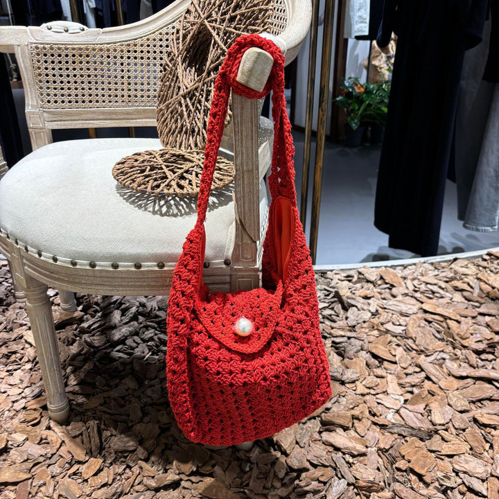 Handmade shoulder bag with bead closure Kalsten