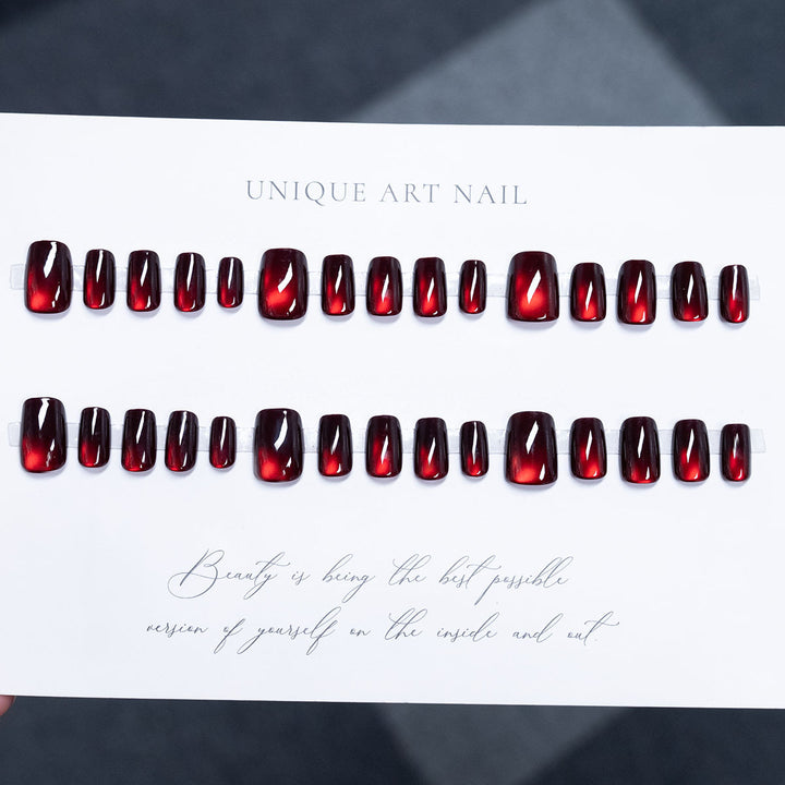 Glossy Press-On Nail Set with Unique Shape