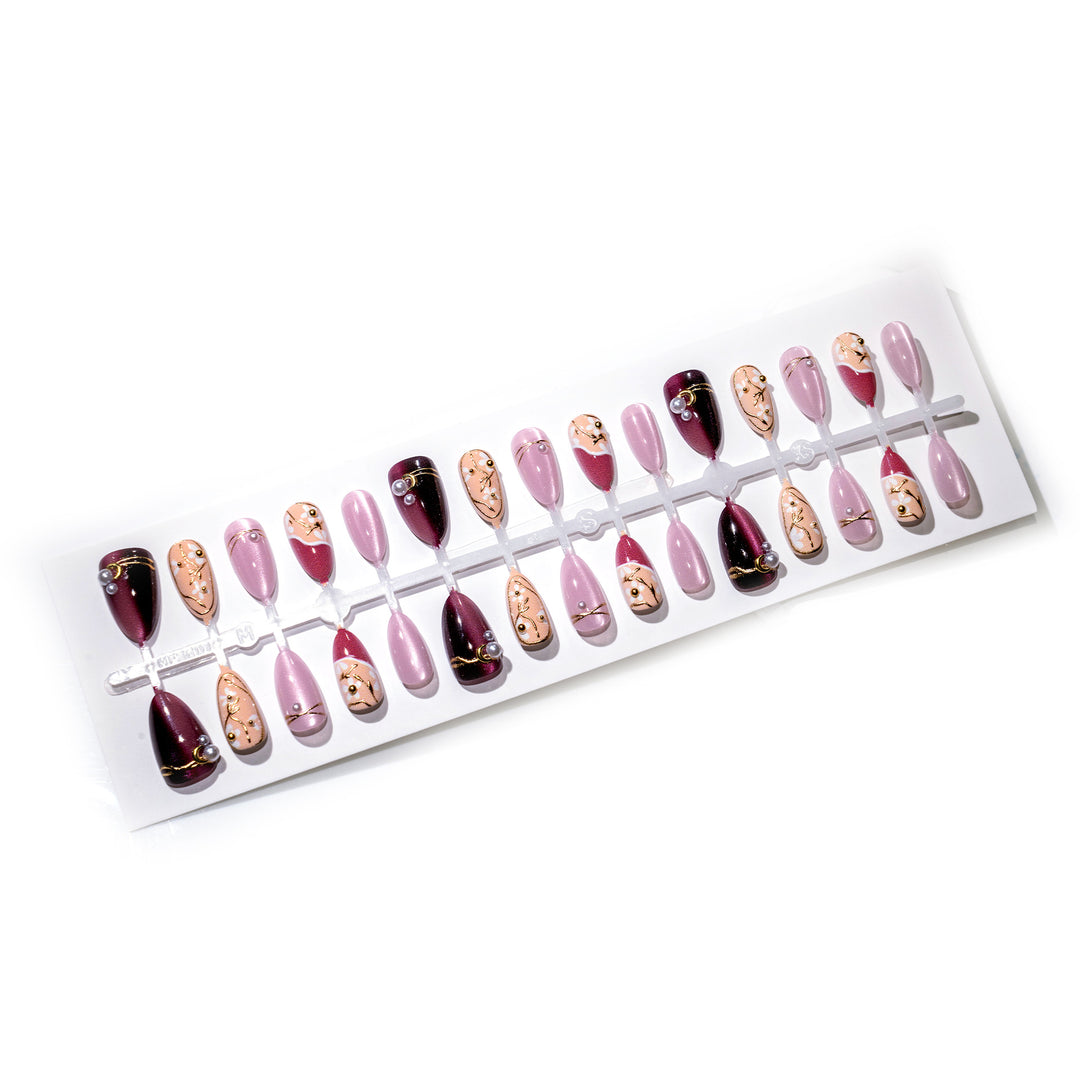 Elegant Press-On Nail Art Set with Pearl and Gold Accents Kalsten