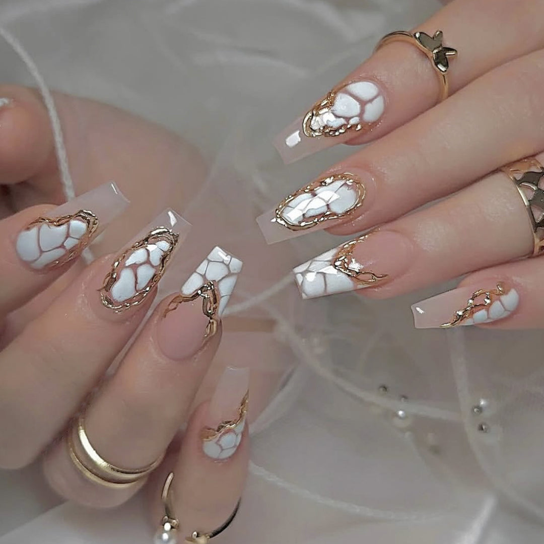 Marble Effect Stiletto Nail Art Extensions Kalsten