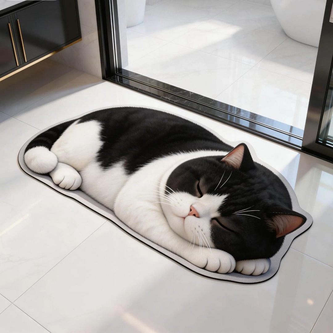 Cat-Shaped Plush Bath Mat