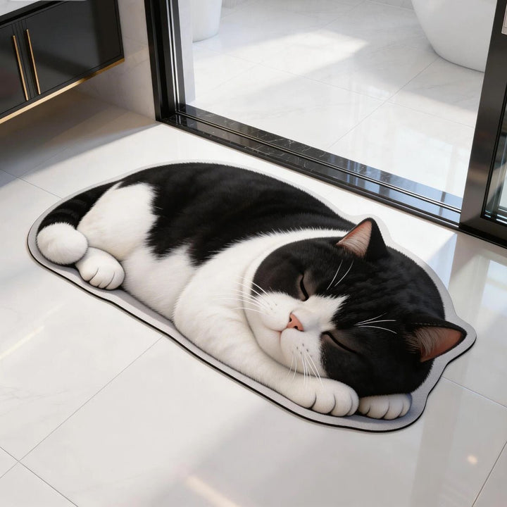 Cat-Shaped Plush Bath Mat