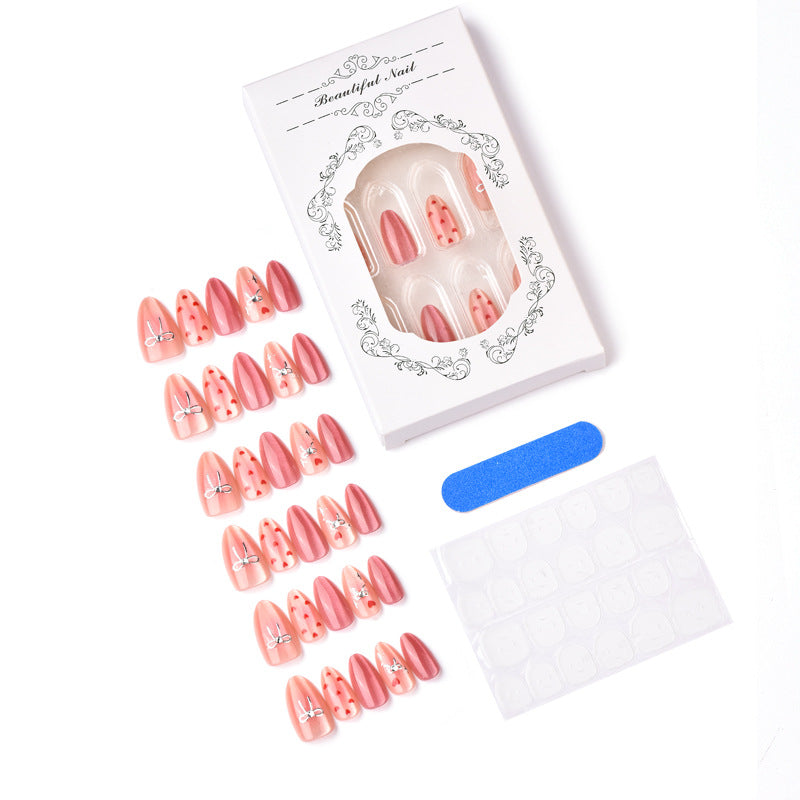 Artistic Nail Art Set with Heart and Cherry Designs