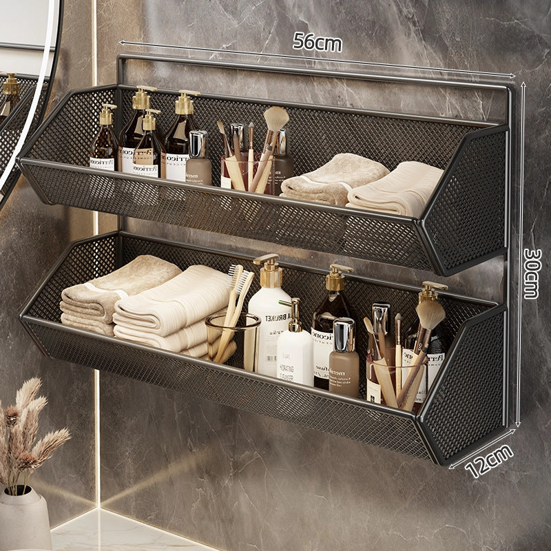 Wall-Mounted Mesh Bathroom Organizer Shelf
