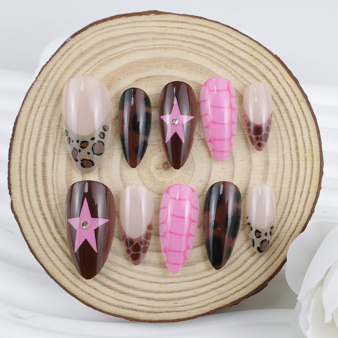 Artificial Nail Set with Creative Animal and Star Motifs Kalsten