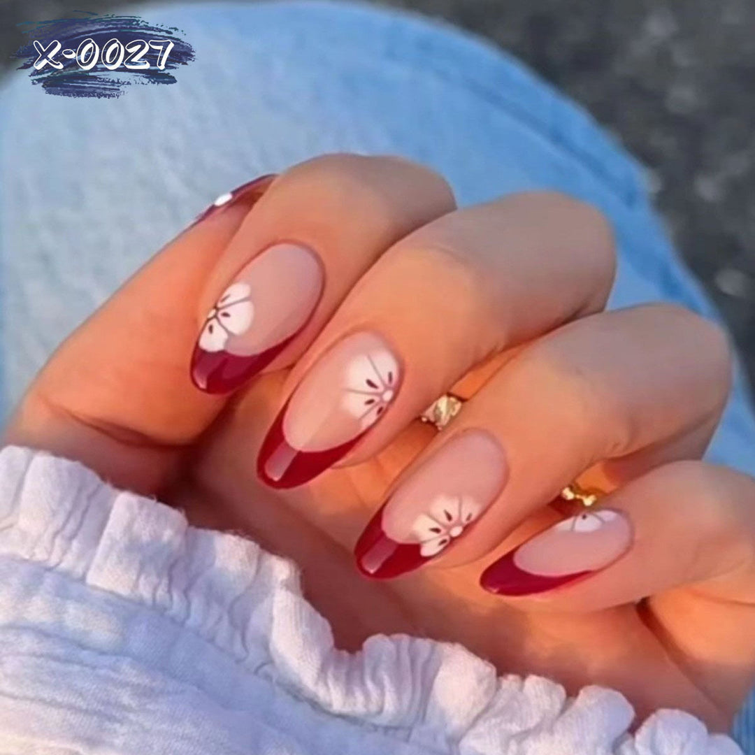 Artistic Floral French Tip Nail Art
