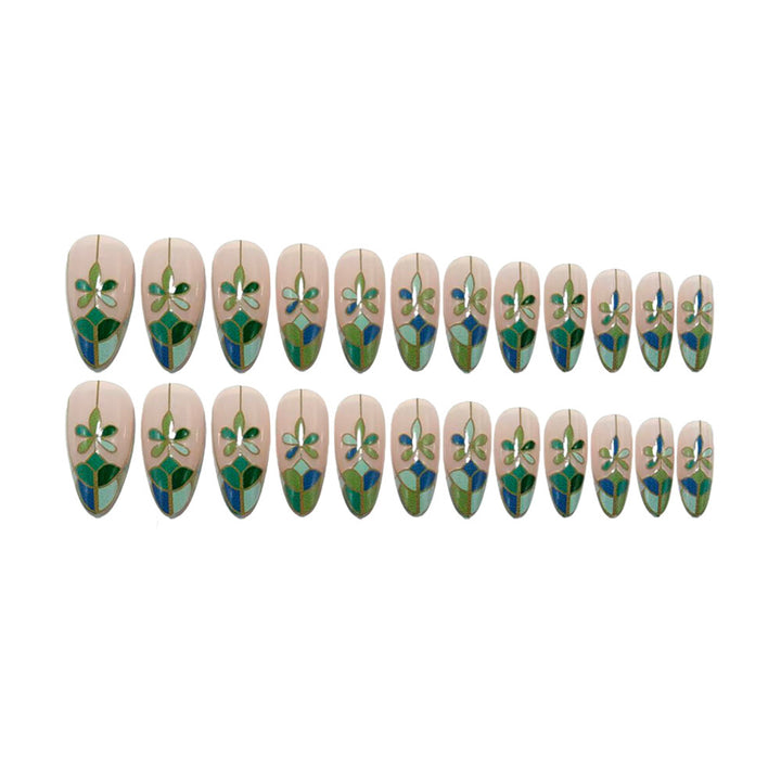 Designer artificial nails in a modern flower pattern Kalsten