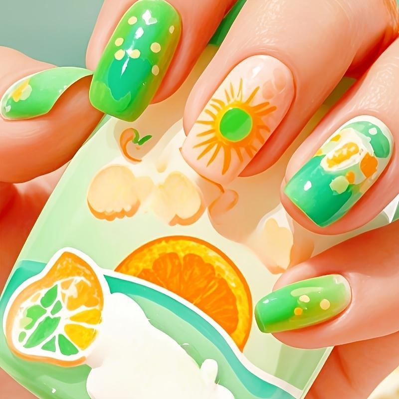 Elegant Artificial Nails with French Manicure and Glitter Effects Kalsten