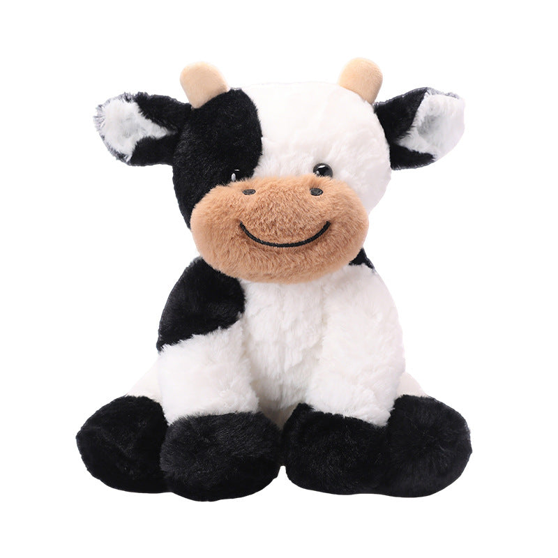 Plush Sitting Cow Cuddle Buddy with Ultra-Soft Faux-Fur Snout and Embroidered Smile Kalsten