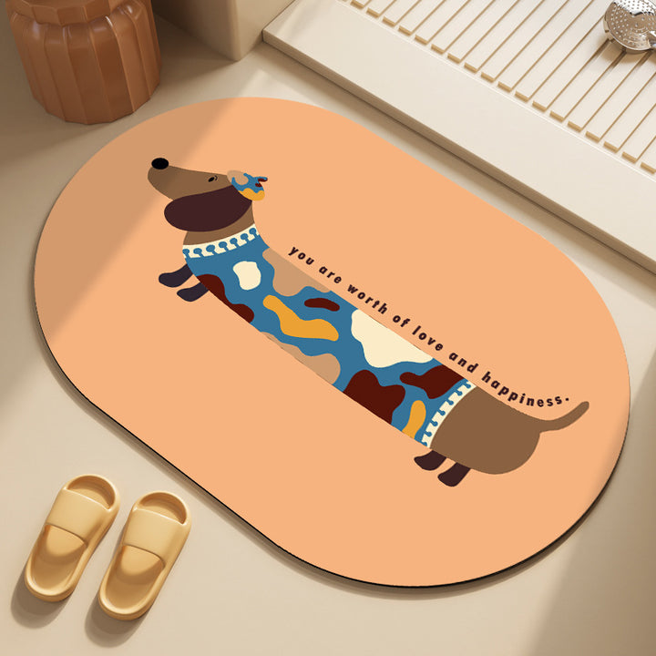 Playful Cartoon Dog-Themed Area Mat