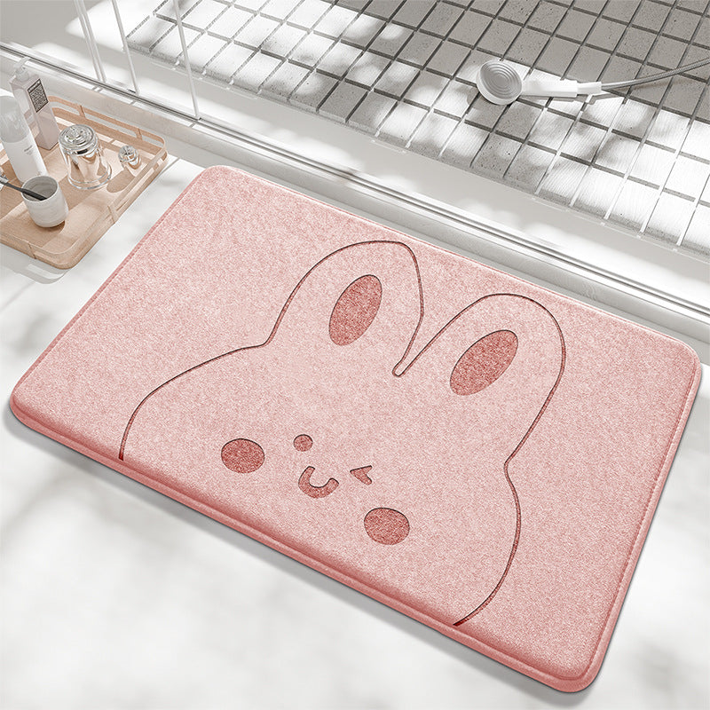Playful Bunny Design Bath Mat Kalsten