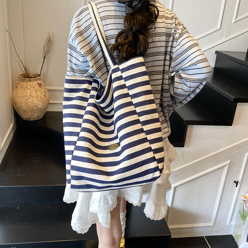 Casual Striped Beach Tote Kalsten