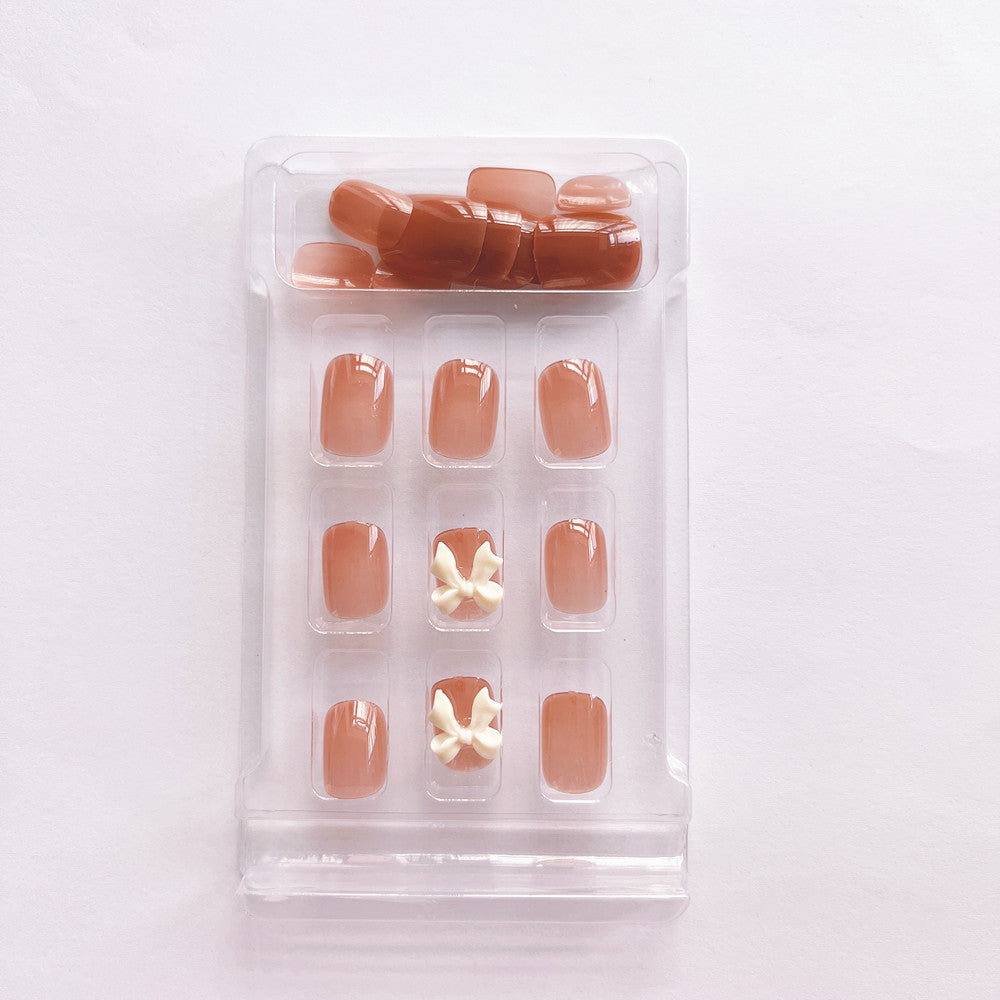 Unique Press-On Nail Art Set with Decorative Bows