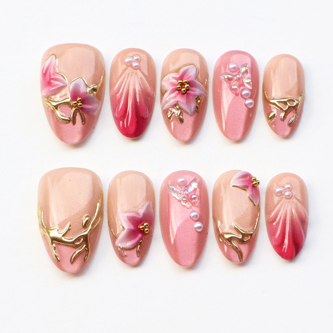 Artistic Floral Press-On Nail Collection