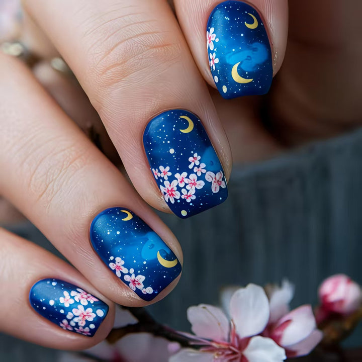 Artistic Night Sky Floral Nail Art Kalsten